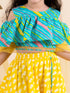 Girls Yellow Turquoise Blue Printed Ready To Wear Lehenga Blouse With Dupatta